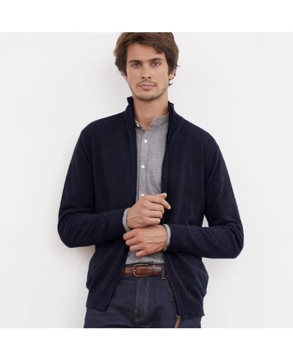 Gilet Zippé Homme Laine Navy - KANTY