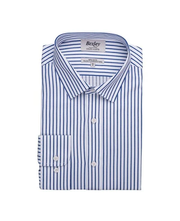Chemise Homme Blanches à Rayures Navy - LÉONEL