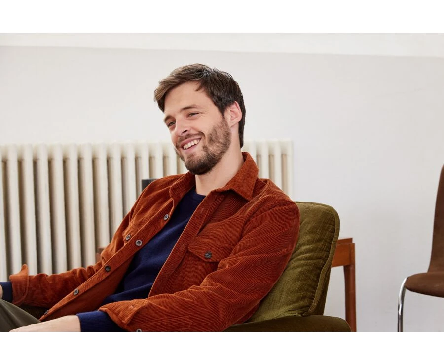 Surchemise En Velours Rouille - VICTORIN 3 Surchemise En Velours Rouille - VICTORIN – Image 3