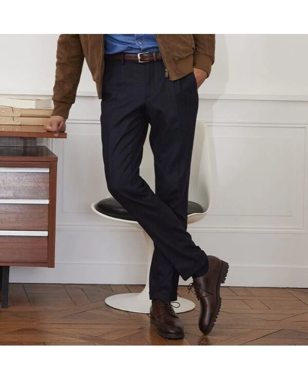 Pantalon Habillé Homme Chevron Marine Foncé - Lelian