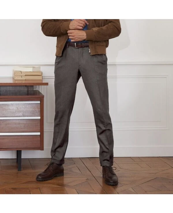 Pantalon Habillé Homme Chevron Taupe Foncé - Lelian