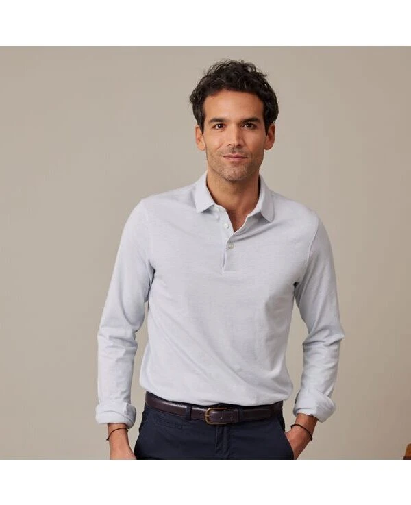 Polo Manches Longues Homme Bleu Clair - AIDEN ML