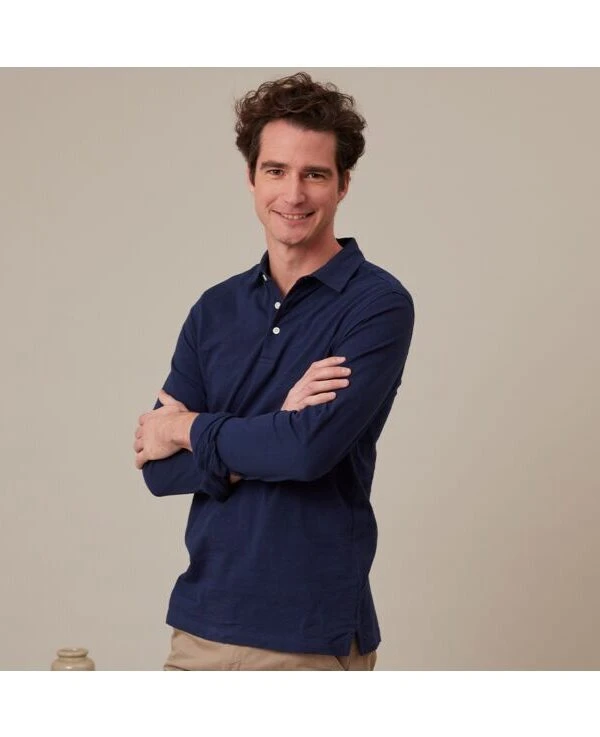 Polo Manches Longues Homme Navy - AIDEN ML