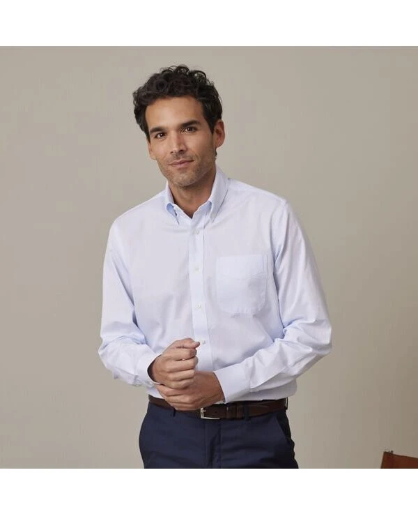 Chemise Bleu Clair En Coton Simple Fil - Col Américain - CADEN