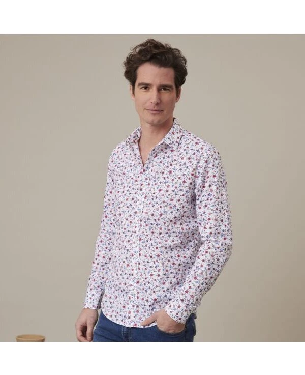 Chemise Imprimée Bleu Rouge Et Beige - RODÉRIC