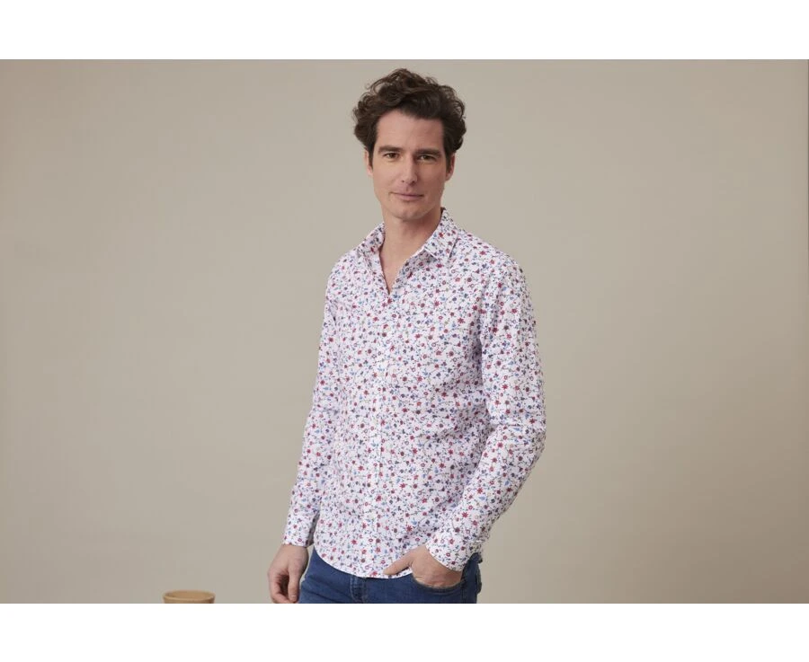 Chemise Imprimée Bleu Rouge Et Beige - RODÉRIC 1 Chemise Imprimée Bleu Rouge Et Beige - RODÉRIC