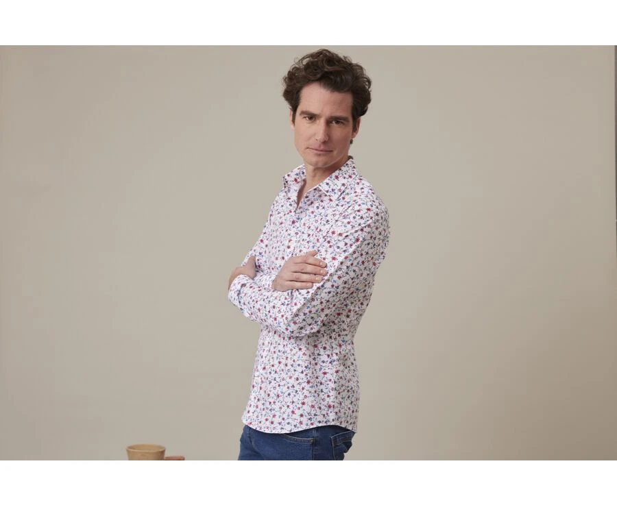 Chemise Imprimée Bleu Rouge Et Beige - RODÉRIC 3 Chemise Imprimée Bleu Rouge Et Beige - RODÉRIC – Image 3