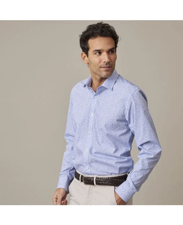 Chemise Imprimée Blanche Et Bleue - ULDÉRIC