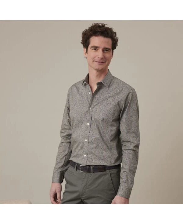 Chemise Imprimée Bleue Et Beige - ULDÉRIC