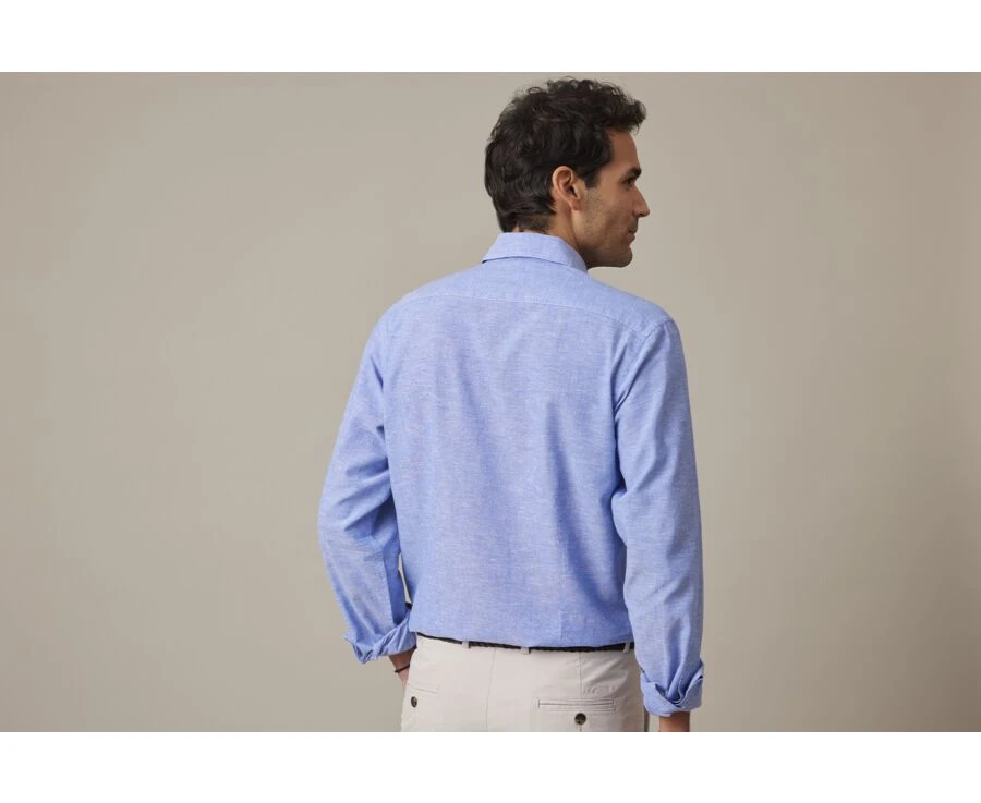 Chemise Homme Coton/lin Chambray Bleu Océan - SIPHÉRIN 2 Chemise Homme Coton/lin Chambray Bleu Océan - SIPHÉRIN – Image 2