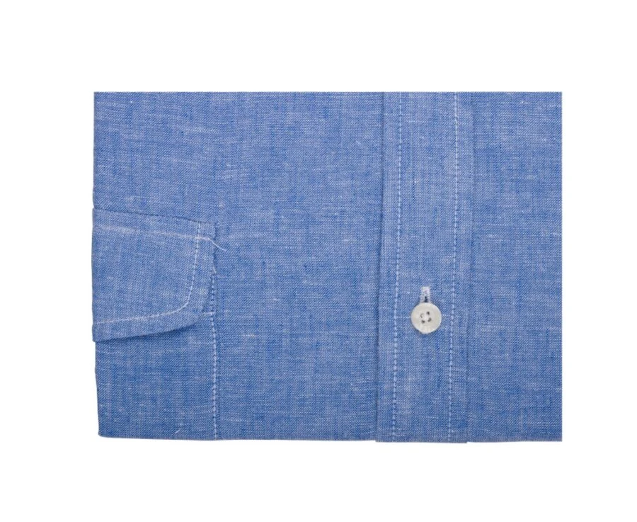 Chemise Homme Coton/lin Chambray Bleu Océan - SIPHÉRIN 6 Chemise Homme Coton/lin Chambray Bleu Océan - SIPHÉRIN – Image 6