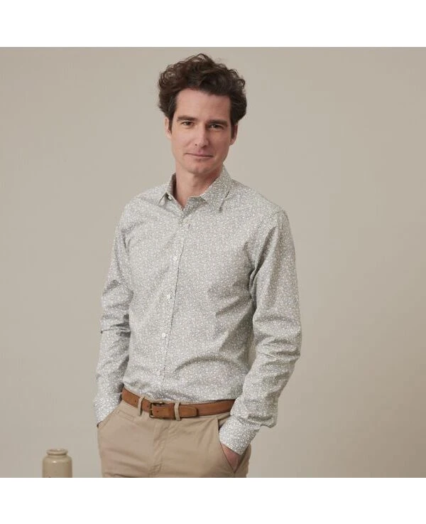 Chemise Vert Tilleul Imprimée Rouge - SYMPHORIEN