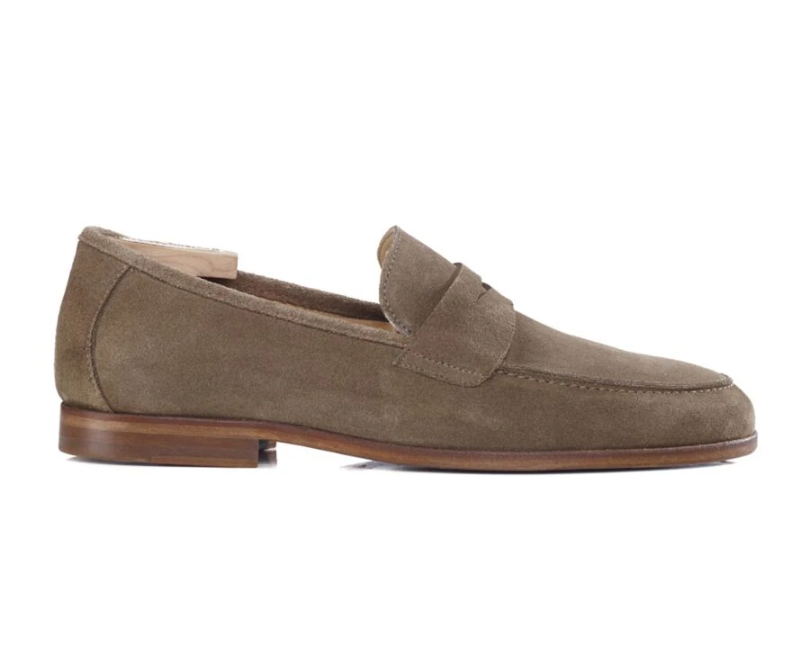 Mocassin Homme Cuir Velours Taupe - DERVIO 1 Mocassin Homme Cuir Velours Taupe - DERVIO