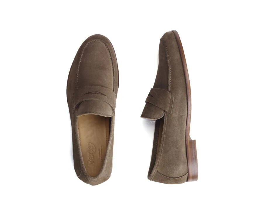 Mocassin Homme Cuir Velours Taupe - DERVIO 3 Mocassin Homme Cuir Velours Taupe - DERVIO – Image 3
