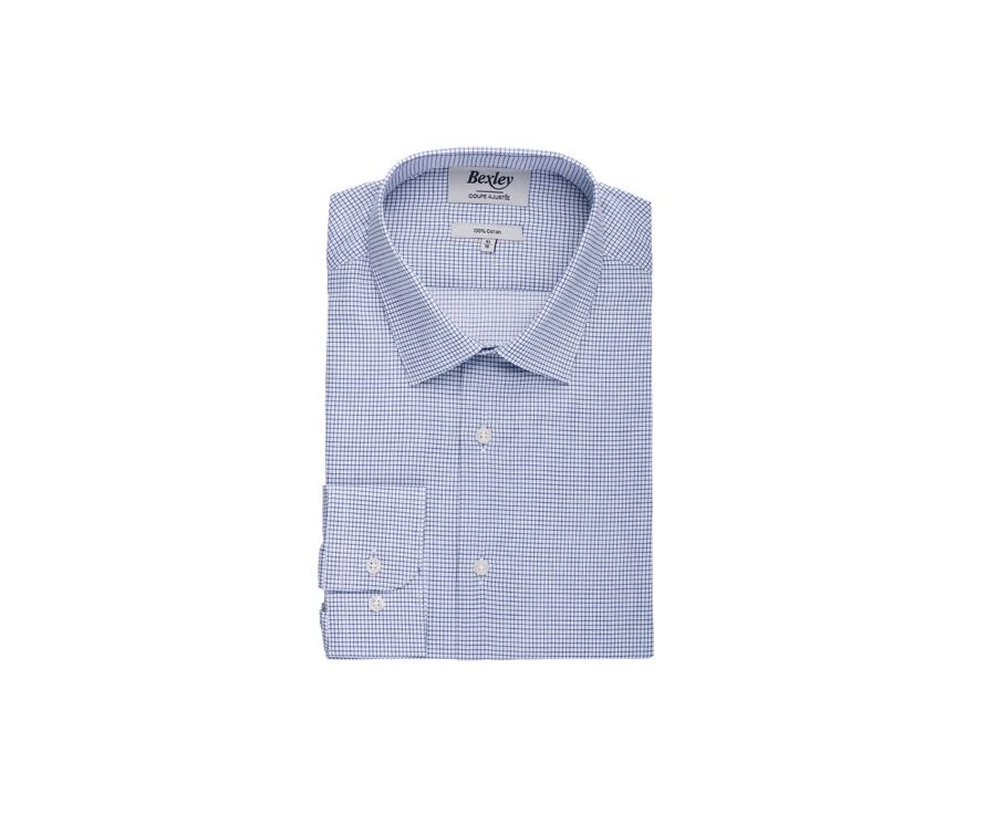 Chemise Twill Blanche à Carreaux Bleu Océan Homme- MARTINIEN 4 Chemise Twill Blanche à Carreaux Bleu Océan Homme- MARTINIEN – Image 4