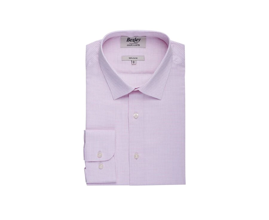 Chemise Twill Blanche à Carreaux Rose Clair Homme- MARTINIEN 4 Chemise Twill Blanche à Carreaux Rose Clair Homme- MARTINIEN – Image 4