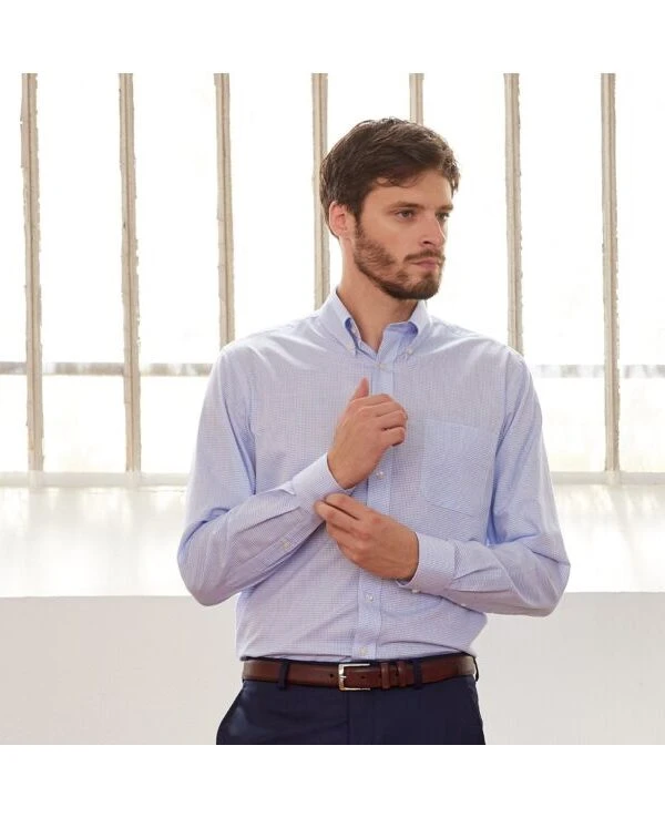 Chemise Twill Rouge Blanc à Petits Carreaux Bleu - STELLAN