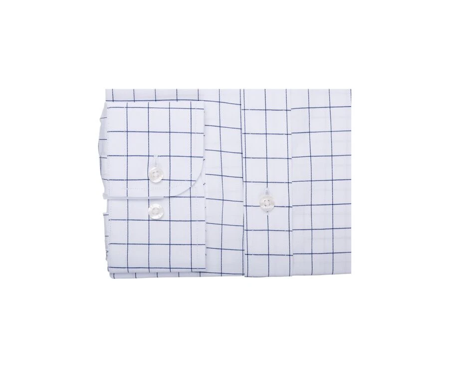 Chemise Blanche Carreaux Bleus - Col Français - SERGIUS 6 Chemise Blanche Carreaux Bleus - Col Français - SERGIUS – Image 6