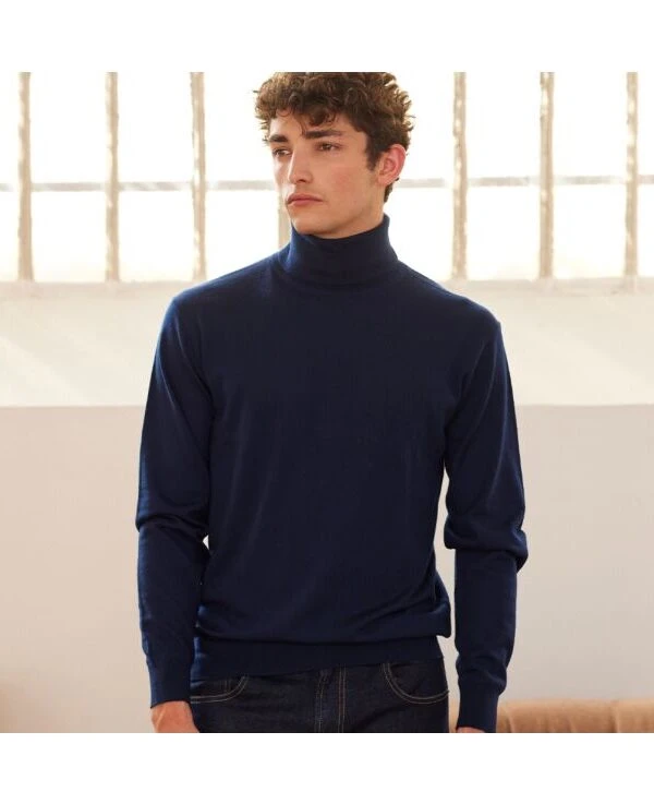 Pull Col Roulé Homme Navy - EMERINOS