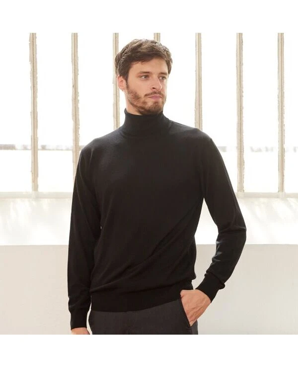 Pull Col Roulé Homme Noir - EMERINOS