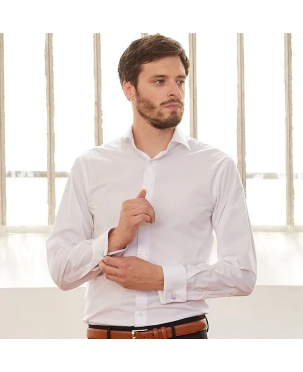 Chemise Homme Blanche à Boutons De Manchette - ALBERTINO CLASSIC