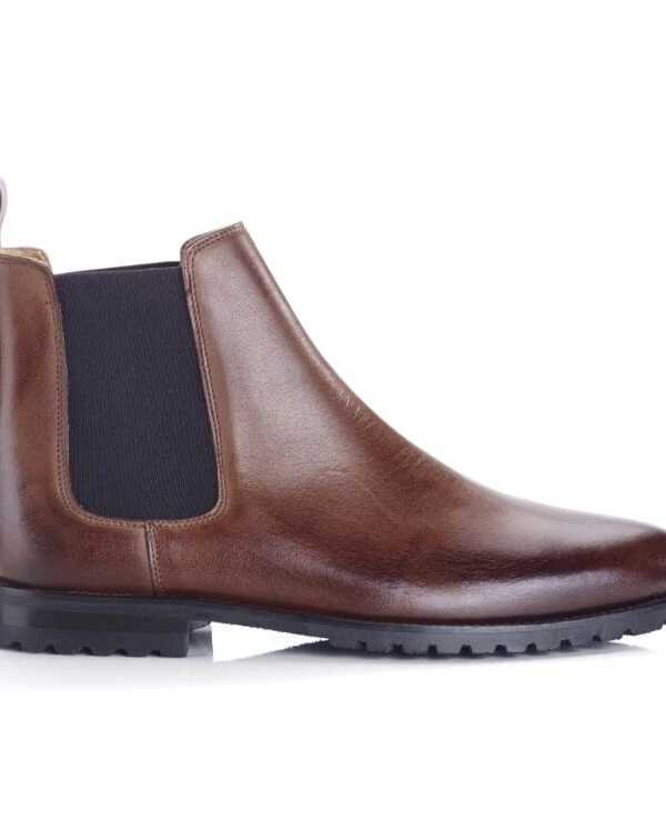 Chelsea Boots Semelle Gomme Avec Talon Bottier Chocolat Patiné - BENTFIELD GOMME