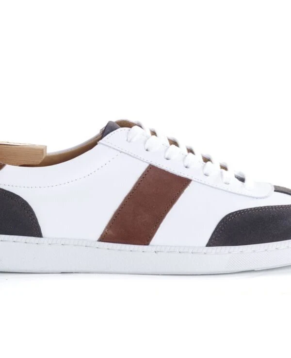 Sneakers Cuir Homme Blanc Et Reglisse - MOYARRA