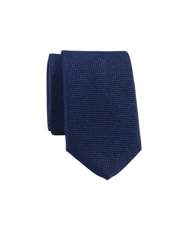 Cravate Homme Soie Natté Unie Marine