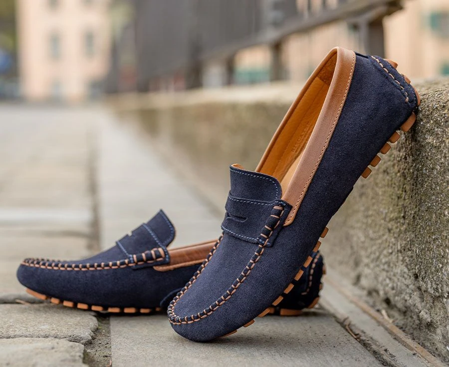 Mocassin été Velours Marine Et Châtaigne - BISCAYNE 6 Mocassin été Velours Marine Et Châtaigne - BISCAYNE – Image 6