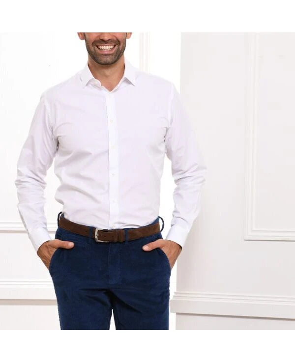 Chemise Blanche Coton Popeline - Col Français - LOUIS