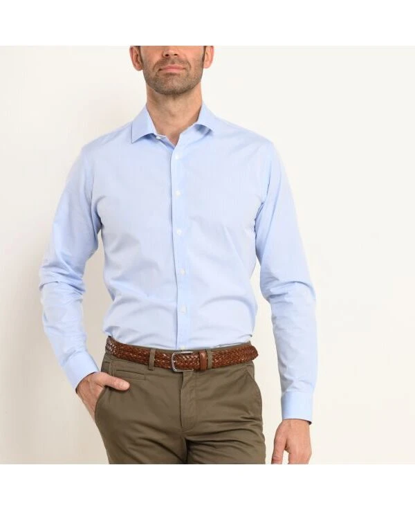 Chemise Bleu Ciel Popeline - Col Français - LOUIS.