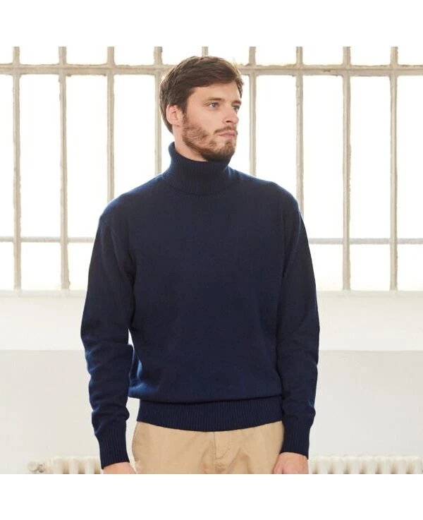 Pull Col Roulé Homme Bleu Marine - KENNERIC
